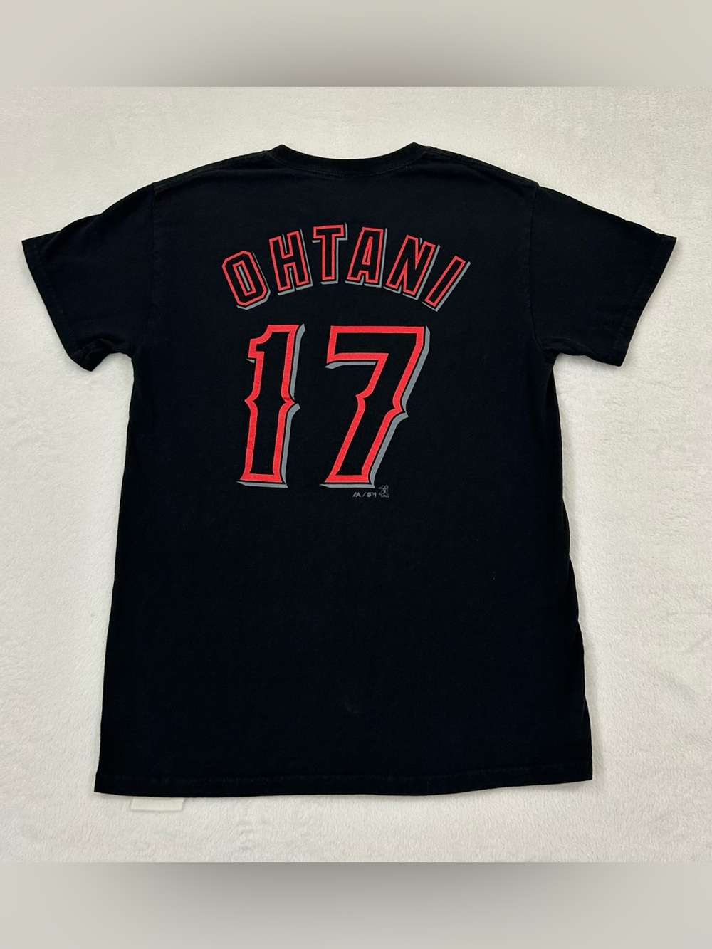Shohei Ohtani #17 Los Angeles Angeles Black & Red Majestic Jersey T-Shirt Mens S